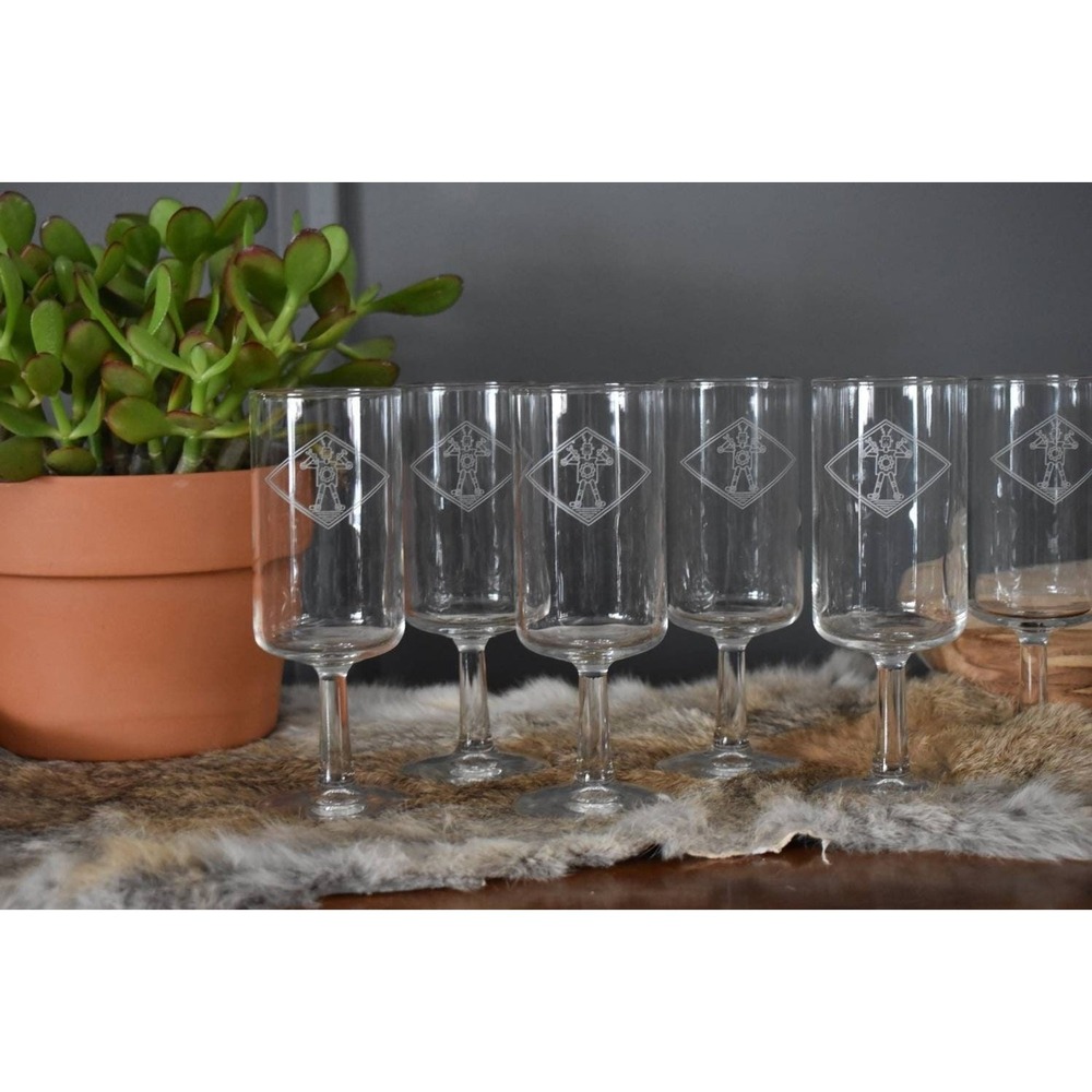 8 vintage wine glasses Robot Tech Mechanic champagne flute‎ robotic tech gift
